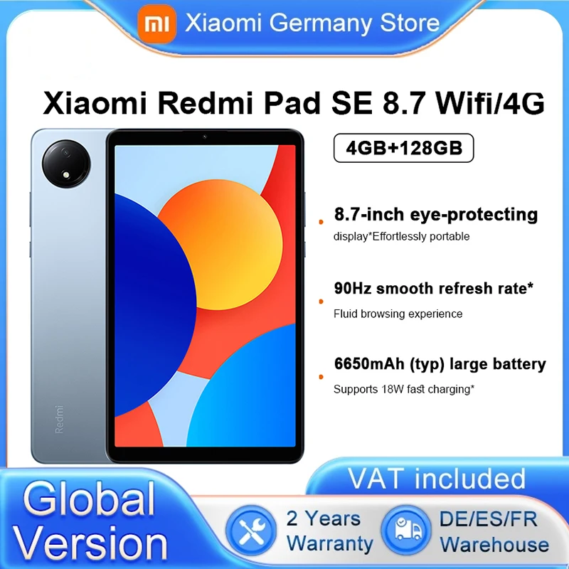 Global Version Xiaomi Redmi Pad SE 8.7 Tablets MTk Helio G85128GB Wi-Fi/4G 8.7 