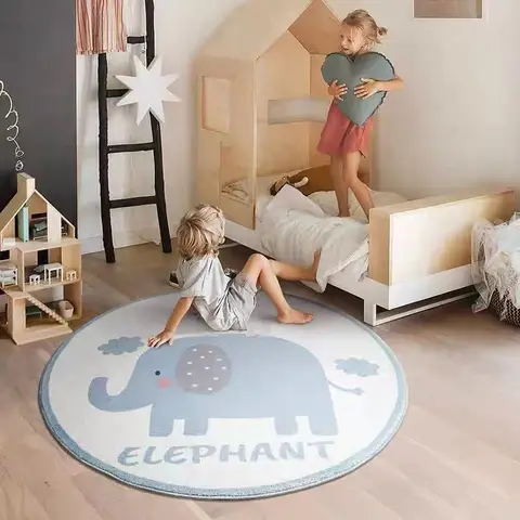 Söt tecknad vardagsrumsdekoration plyschmatta stor yta barn rund matta fluffig mjuk baby krypmatta hem halkfria mattor 8 best sales babymattor - №7