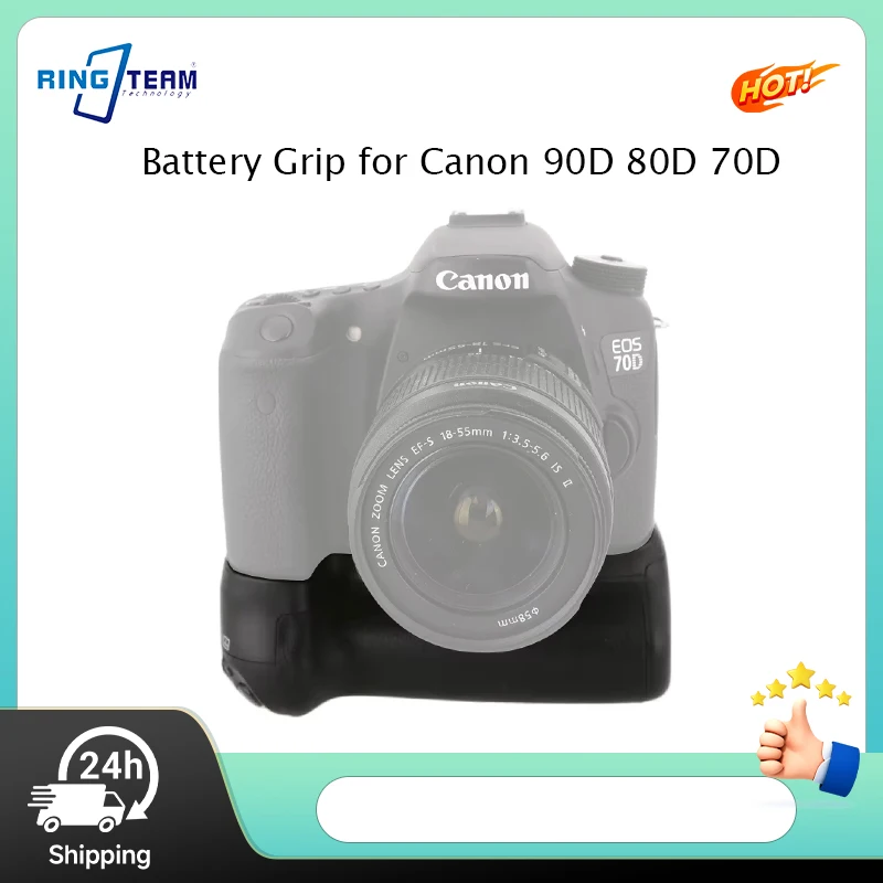 

BG-E14 Vertical Battery Grip for Canon EOS 70D 80D 90D Works with LP-E6 & AA for Professional Photography