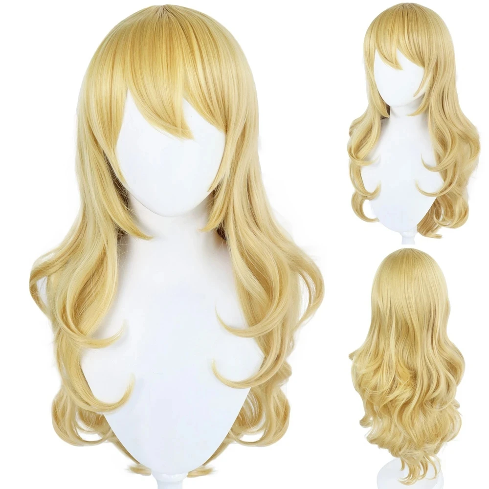 Atanasia Cospaly peluca pelo largo y rizado amarillo peluca sintética Anime me hizo una princesa Athy cosplay