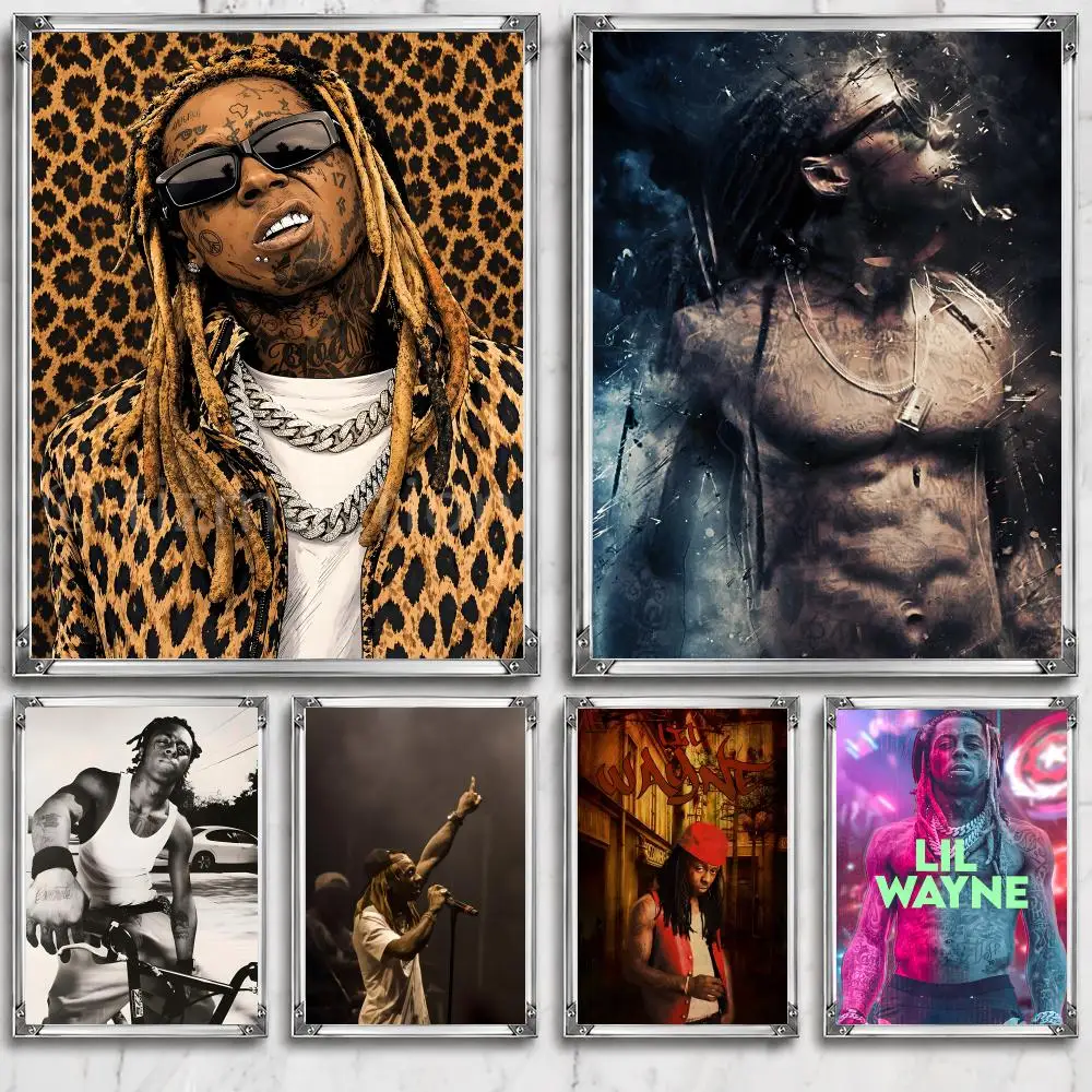 rapper L-Lil W-Wayne Poster Self Adhesive Wall Decor Waterproof Removable for Bedroom Living Room bar Gift