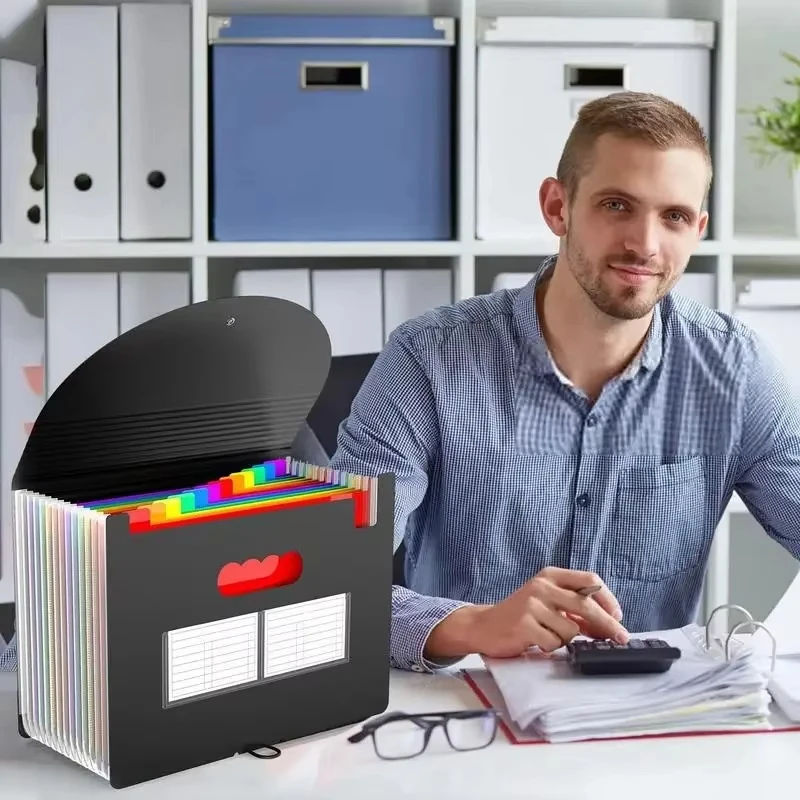 13/25 Pockets Accordian File Expanding File Folder Organizer Filing Box Portable Colorful Paper/Bill/Receipt/Document Holder