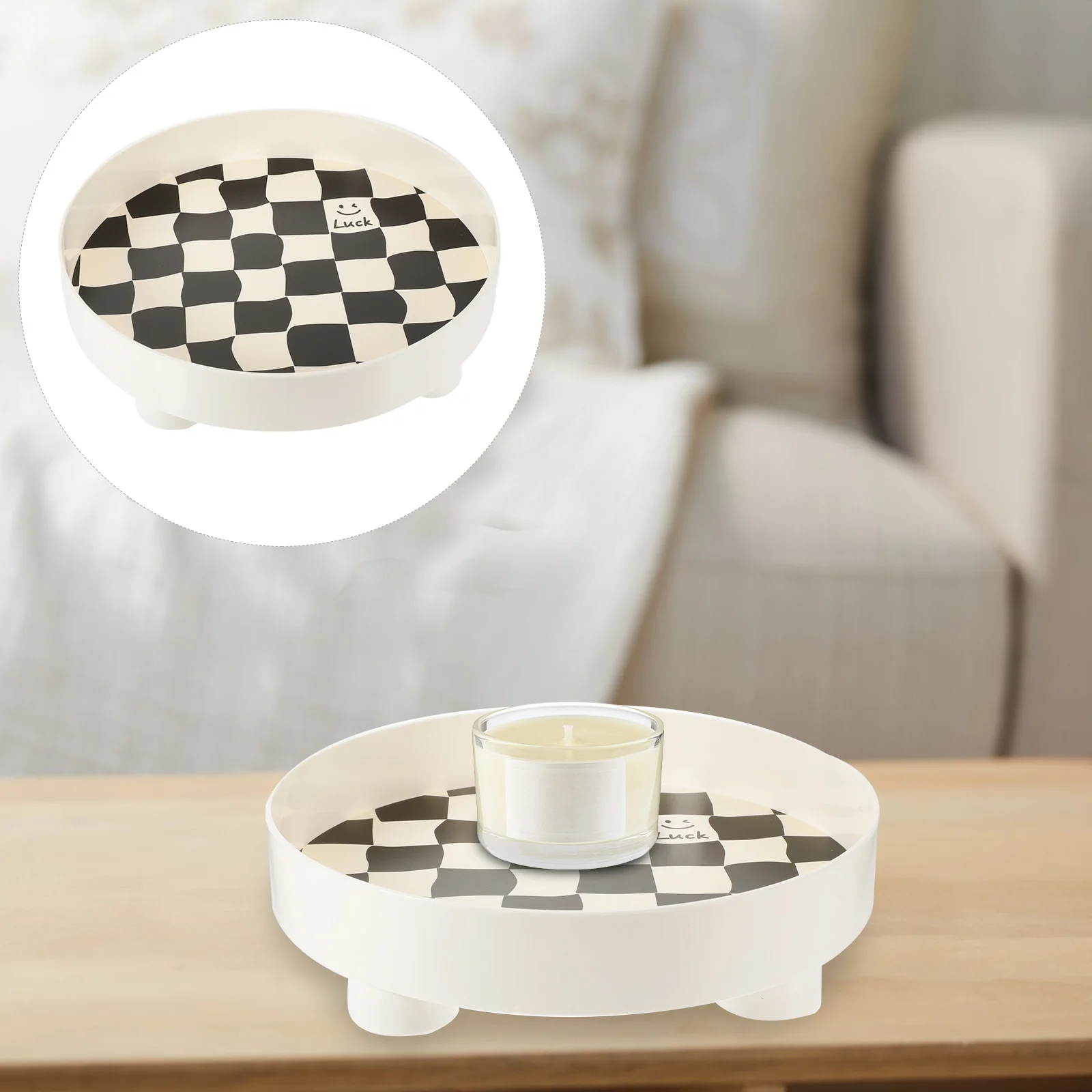 

Large White Chessboard Pattern Storage Tray Decorative ganizer Plate For Keys Jewelry Cosmetics Drinks Snacks Bathroom Vanity