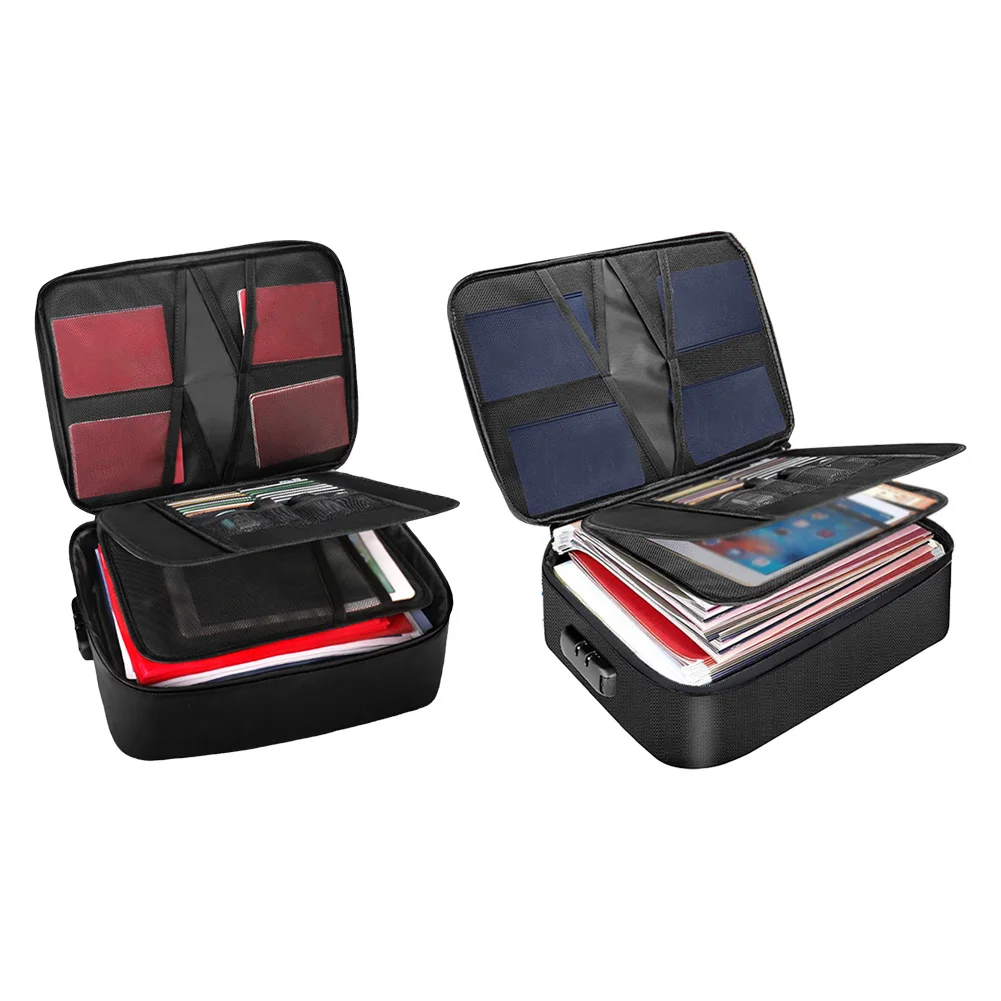 

Document Organizer with Lock Fire Box Safe Fireproof Waterproof Box File Storage Organizer Document Bag for Important Documents