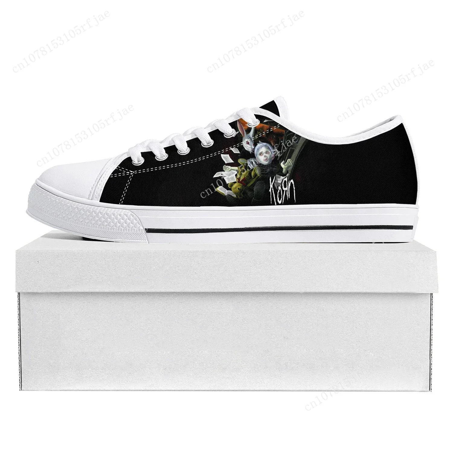 Korn Rock Band Low Top High Quality Sneakers Mens Womens Teenager Canvas Sneaker 3D Print Casual Couple Shoe Custom Shoe White