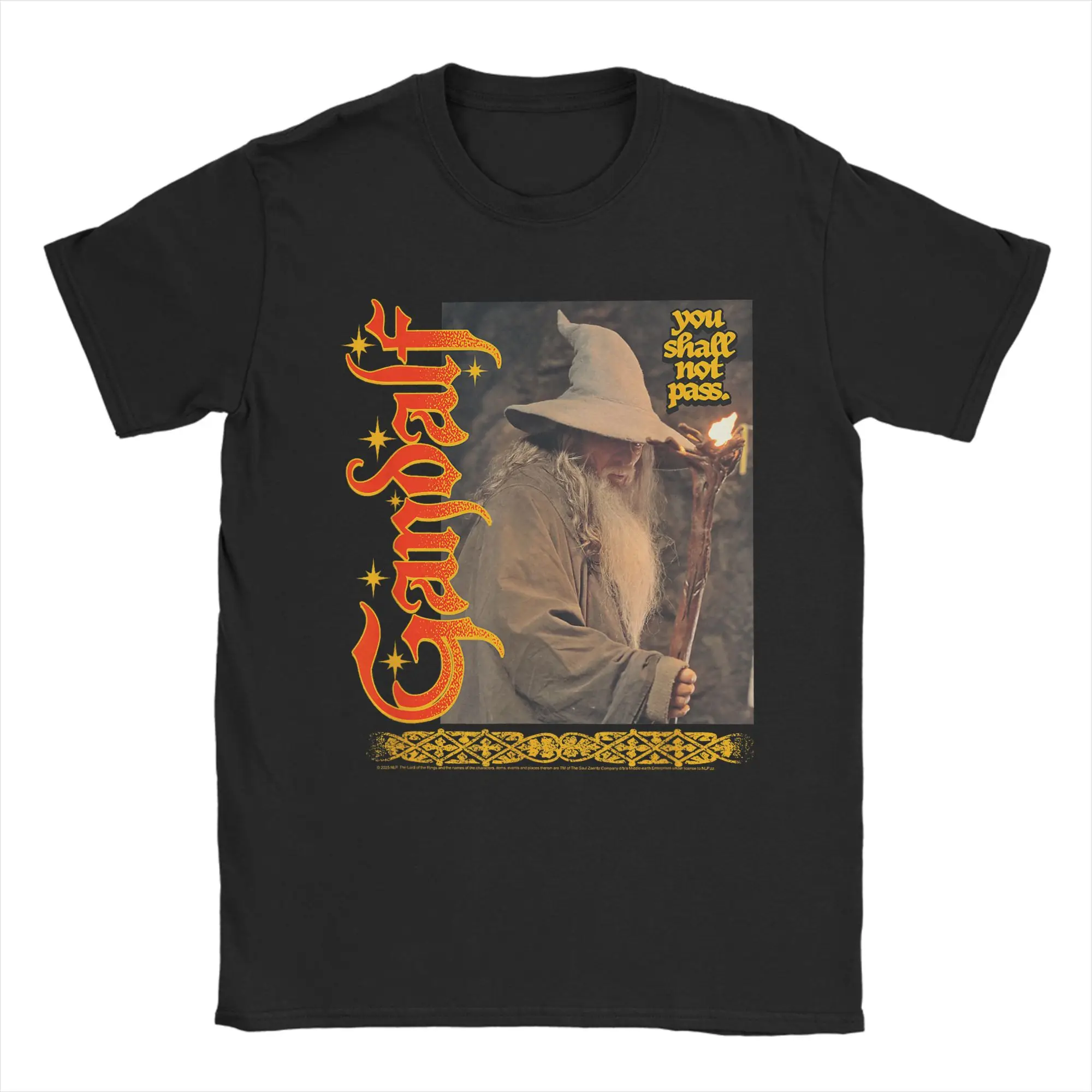 

Vintage T-Shirt Lord-Of-Rings Cotton T Shirts Gandalf You Shall Not Pass Ornate Scroll Tee Shirt for Couple Short Sleeve Tops