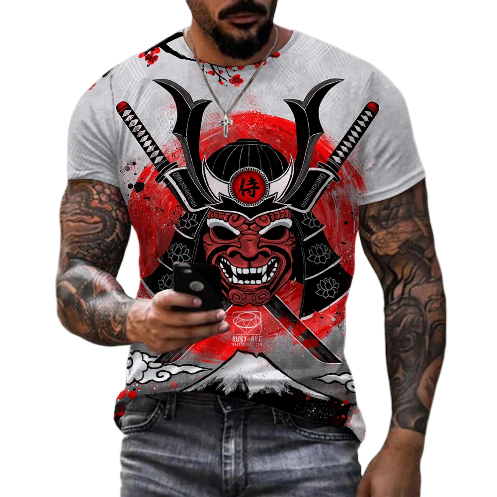 

Japanese Samurai Printed 3D Men T-shirt Hot Sale Men Women Casual Cool Oversized Short Sleeve O-Neck T-Shirt