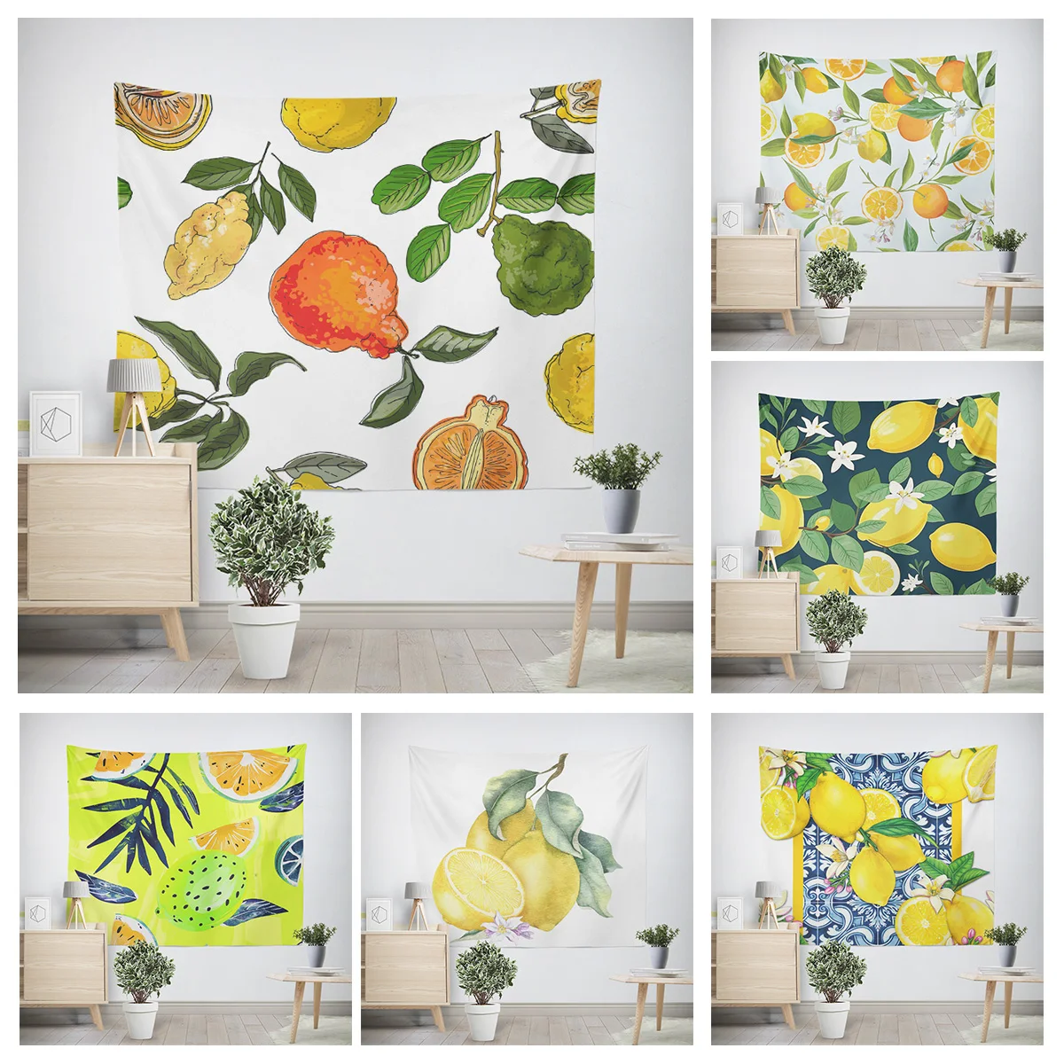 Home decoration modern room decor items wall tapestry aesthetic bedroom wall art large fabric Fruit plant fresh simple Nordic