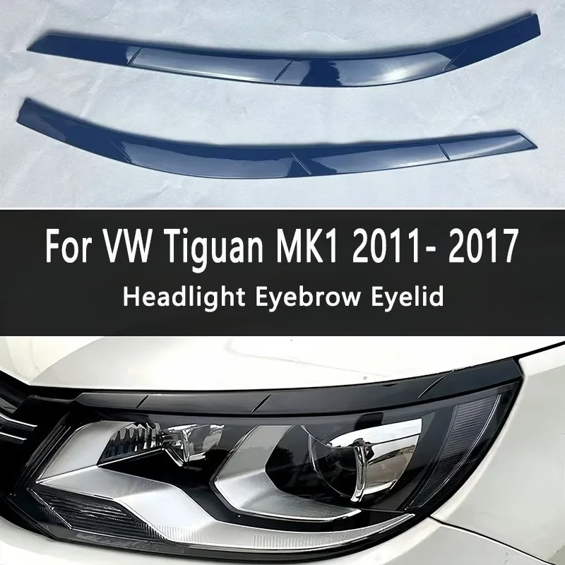 For Volkswagen Tiguan MK1 5N TSI TDI R  2011-2017 Car Headlight Lamp Evil Eyebrows Eyelids Trim Cover BodyKit 2pcs 3D Sticker