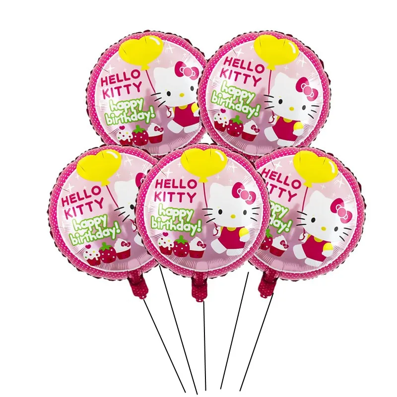 5pcs Pink Hello Kitty Aluminum Foil Balloon Girl Birthday Party Helium Air Globos Decoration Baby Shower Cartoon KT Ballon Toys