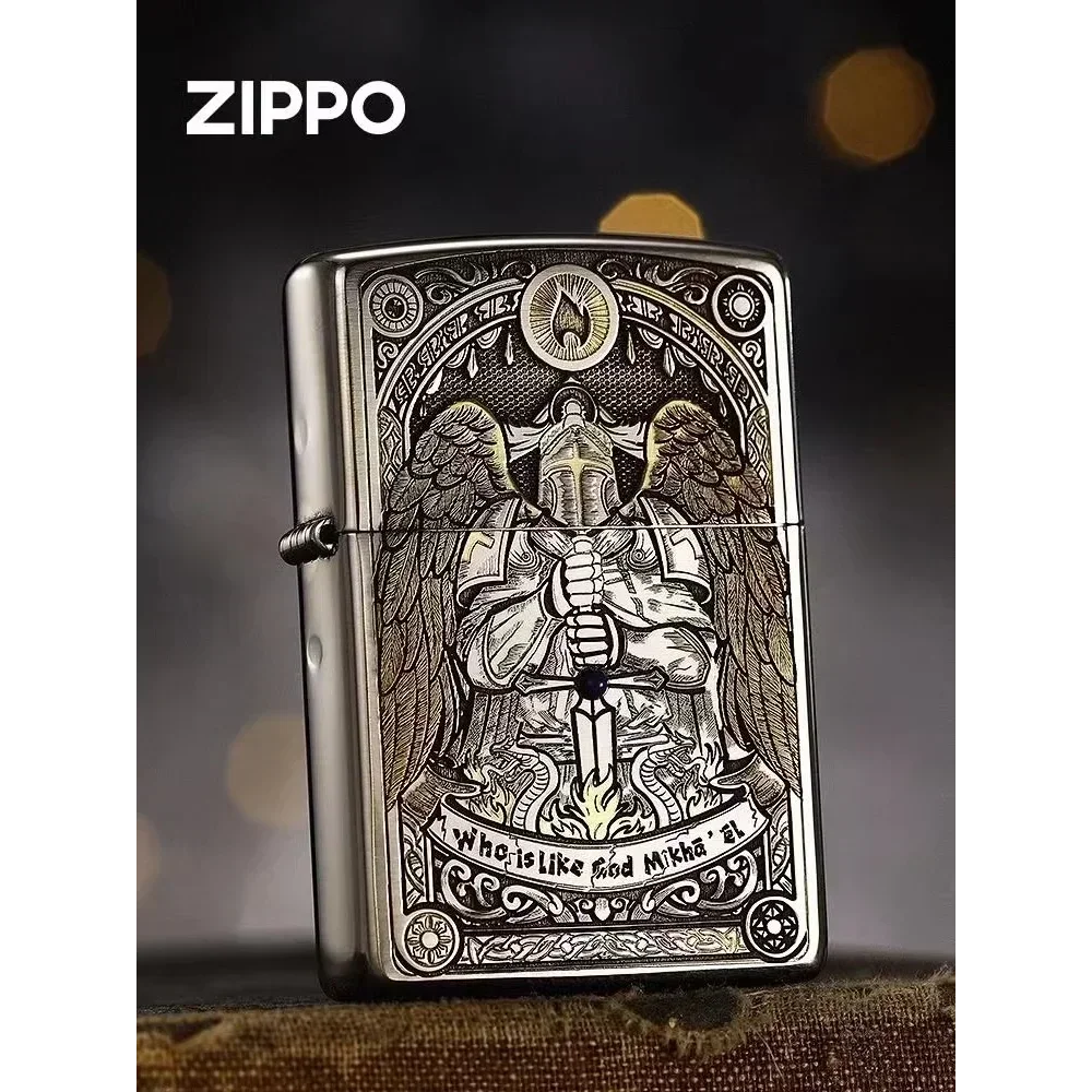 Briquet zippo motif chevalier inquiet collection coupe-vent exquise en boîte