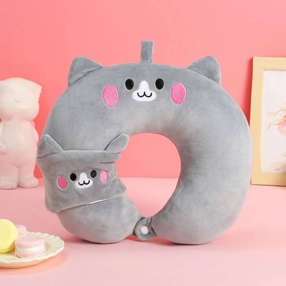 

Cute Portable U-shaped Pillow Soft Cartoon Animal Travel Pillow Slow Rebound with Eye Mask Neck Pillow Long Flight