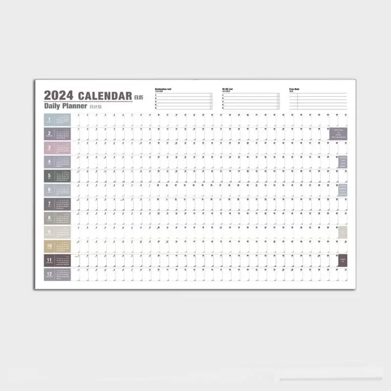 2024 Yearly Monthly Wall Calendar, Wirebound Calendar for Home Schooling Plan Dropship