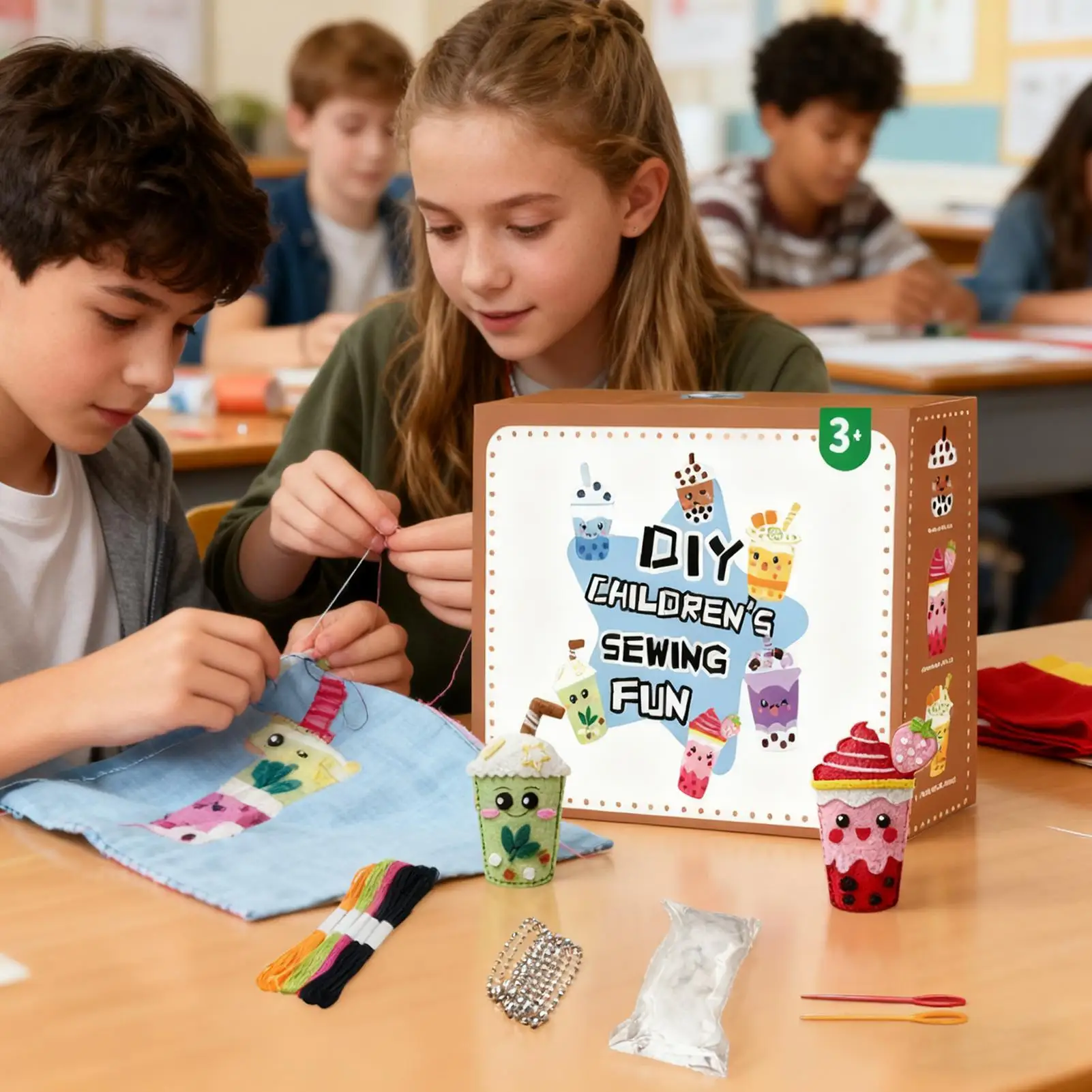 مجموعة الخياطة للأطفال الحليب الشاي الفنون الحرف ألعاب تعليمية ورأى الخياطة الذين تتراوح أعمارهم بين 3 الفتيات الفتيان المراهقين مدرسة السفر حفلة يوم ممطر