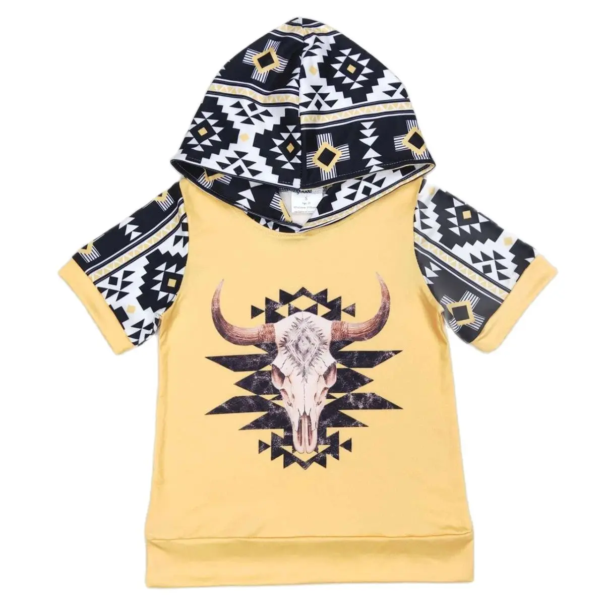 

Baby Boy Summer Western Bull Skull Shirt Beachwear Kid Clothing Wholesale Short Sleeves Cow Top Children Infant Cactus Clothes