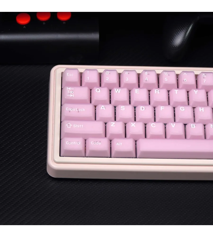 Semi-transparent pink PBT two-color injection-molded mechanical keyboard 87 96 peach blossom jade theme keycaps original factory