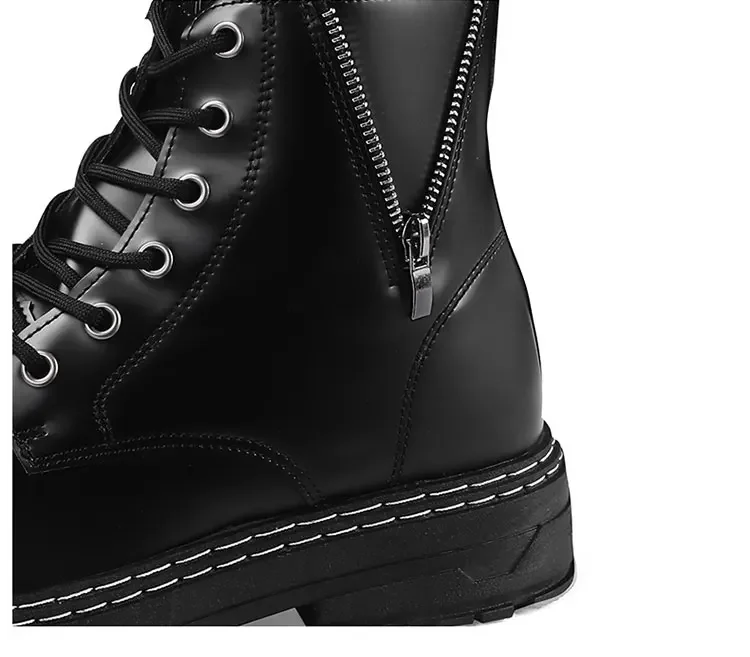 Herren High-Top-Stiefeletten, seitlicher Reißverschluss, dicke Sohle, rutschfeste Kunstlederstiefel, Freizeitschuhe für den täglichen Pendelverkehr und Spaziergänge auf der Straße. – Detail 5