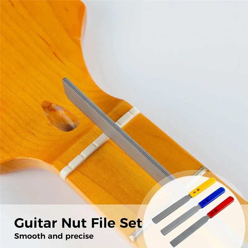

Bass Nut File Set, Carbon Steel Guitar Fret File, Guitar Repairing And Instrument Modifying Tools For Guitars