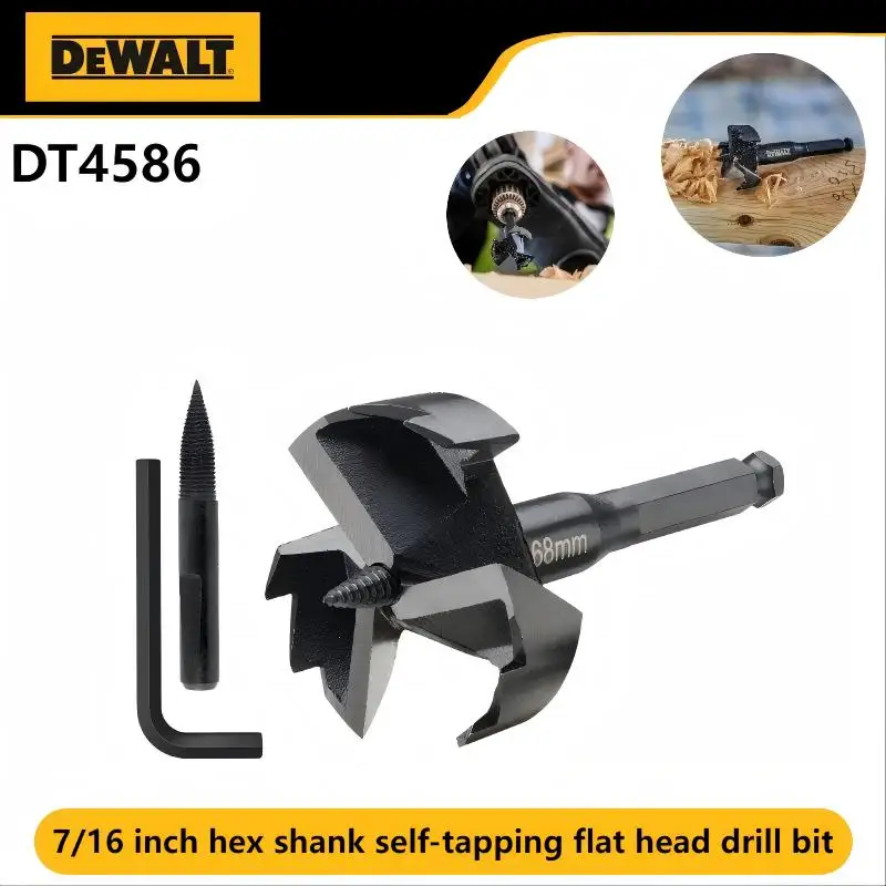 dewalt-dt4586-wood-drill-bit-7-16''-hex-shank-68mm-self-tapping-flat-head-woodworking-essential