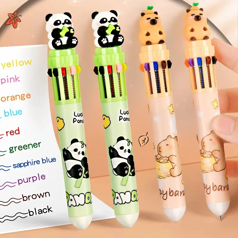 

10 Colors Ballpoint Pen Cartoon Capybara 0.5mm Colorful Ink Gel Pens Silicone Kawaii Pens School Office Supplies Stationery