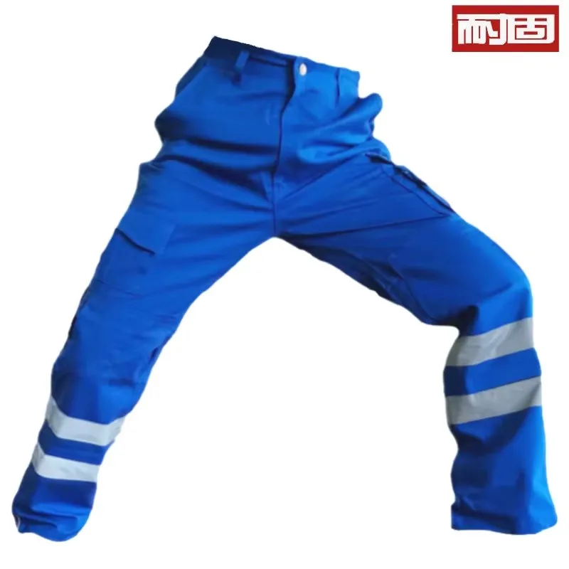 Durable American-Style Work Pants for Men, Summer Men's Pants with Reflective Strips, Work Pants for Mechanics, Workshop Labor Protection Clothing, Workwear