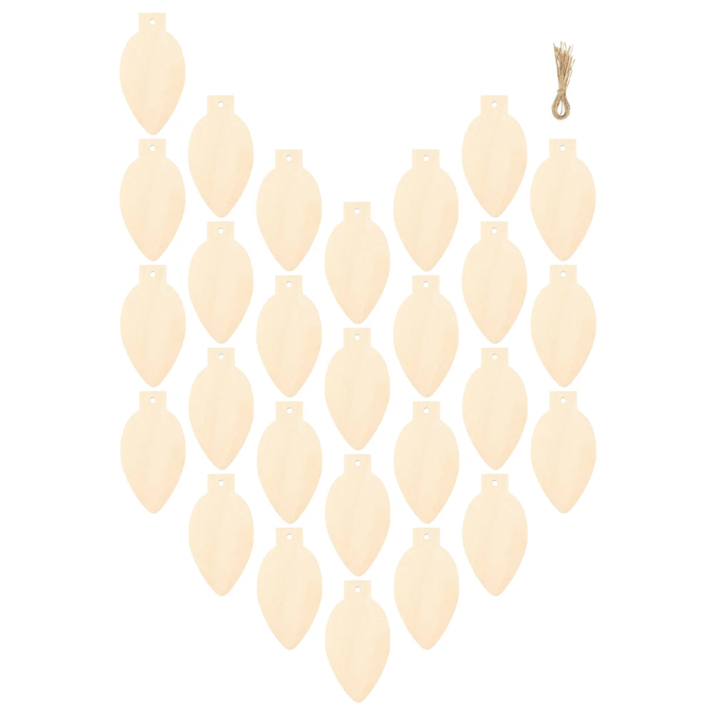 

1 set Wooden Hanging Decorations Smooth Wood Slice naments Christmas DIY Crafts Unfinished Light Bulb Pieces Holiday Gifts