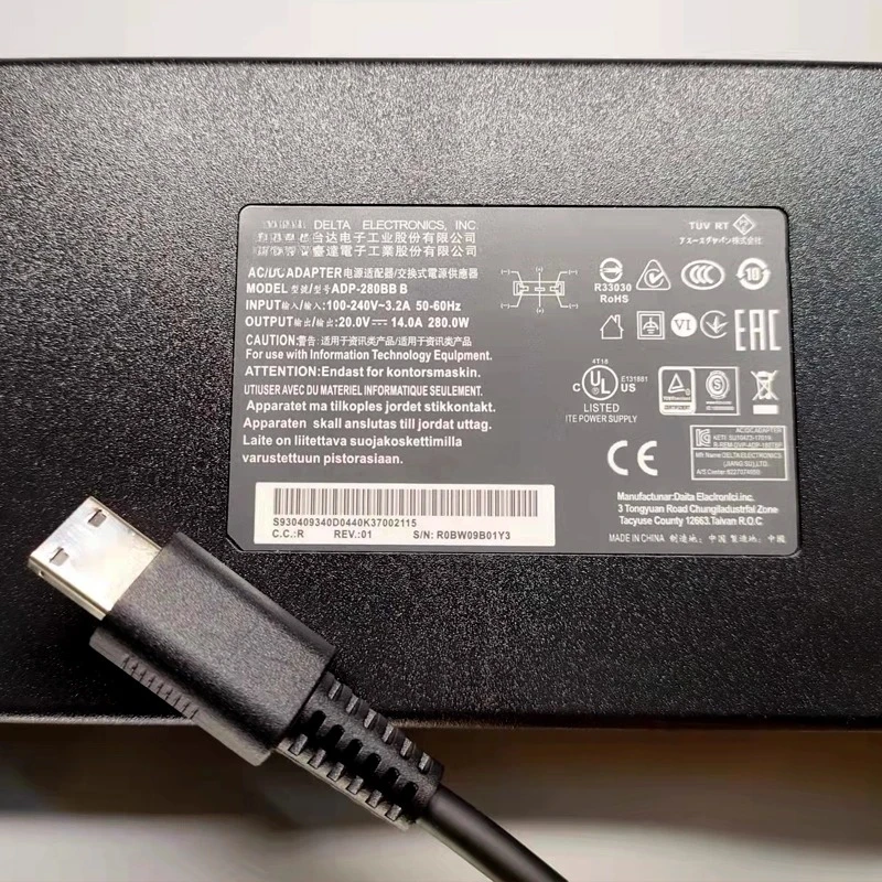 Para sete arco-íris geral estrela x17at23 geral estrela x15at22 notebook 20v14a adaptador de fonte de carregamento de computador 280w