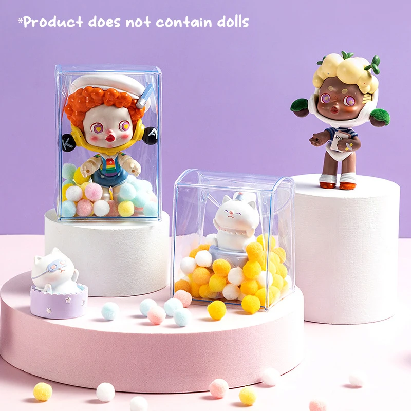 Mini Anime Doll Display Bag Transparent Coin Purse Pendant Square Pouch Organizer Wallet Key Lipstick Earphone Storage Bag