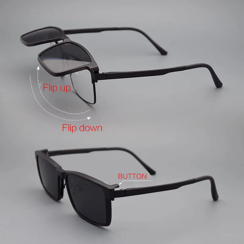 Vollformat Herren brille Nachtsicht brille Magnet Klapp clip auf Sonnenbrille Myopie Strahlung polarisierter UV-Schutz 57 Mehrfarbiger Clip, ultraleichte und bequeme, UV-beständige Sonnenbrille, quadratische Brille für – Detail 7