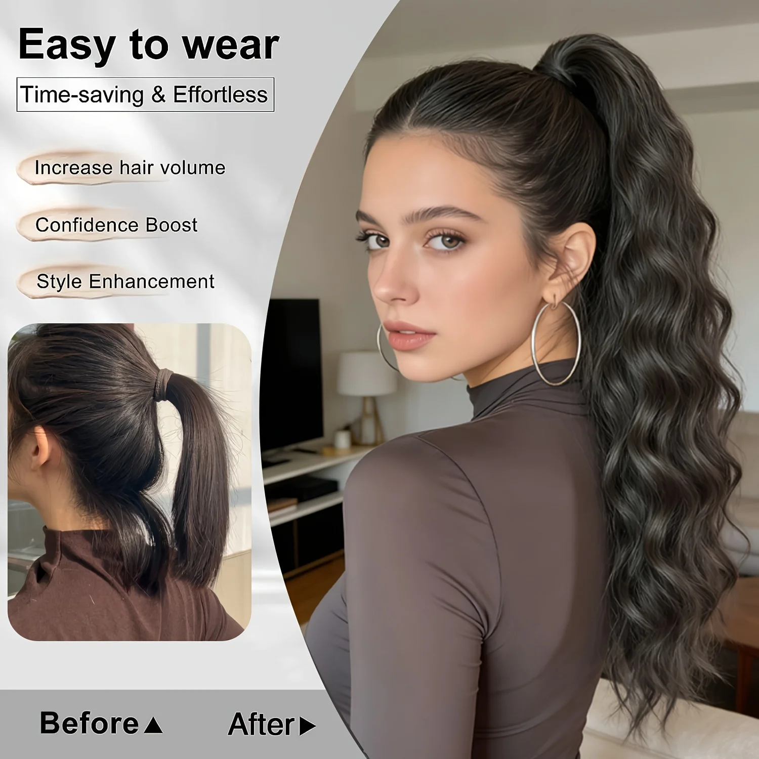Blonde Claw Clip Ponytail 16Inch Natural Wavy Pony Tail Clip In Hair Extensions Thick Ponytail Hairpiece for Women Daily Use image 4
