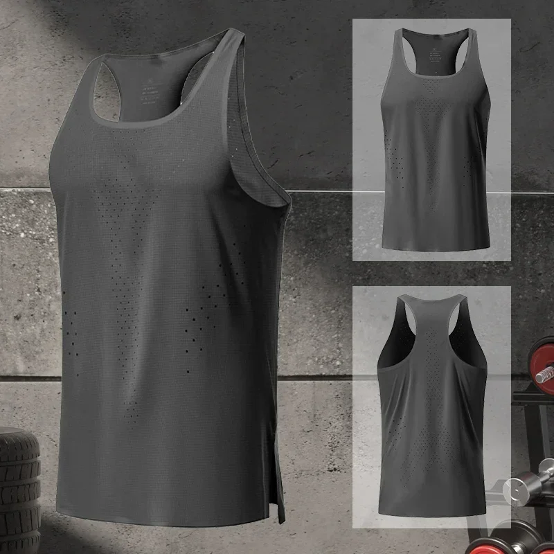 Men Summer Sports Vest Sleeveless Quick Dry Sportswear Marathon Sleeveless T Shirt Outdoor Riding Bottom Shirt Wrestling Singlet