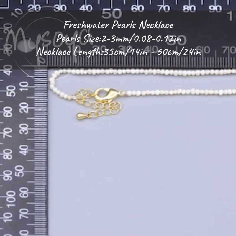 

MYSOYA White Baroque Freshwater Pearl Necklace 2-3mm With Gift Box, For Her/Him, Birthday/Wedding/Christmas/New Year Gift
