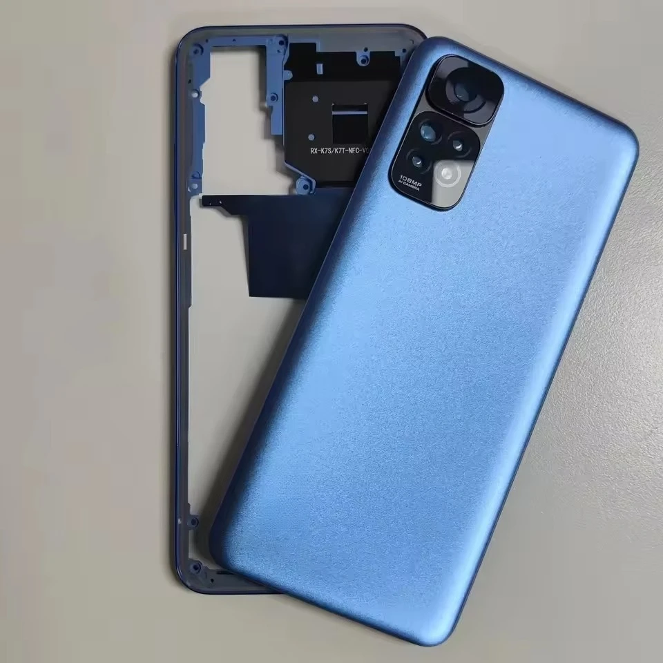 Obudowa telefonu Xiaomi Redmi Note 11 4G / Note 11S, w tym środkowa ramka, tylna obudowa baterii, panel, pokrywa i tylna klapka z otworem na obiektyw aparatu. — zdjęcie produktu 4
