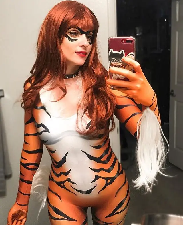 Halloweenowe kostiumy dla dorosłych dzieci czerwony czarny kot Cosplay kostiumy Zentai body kombinezon tygrys superbohater kombinezon