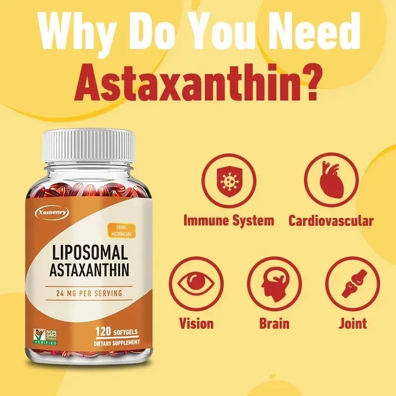 

Liposomal Astaxanthin Supplement, Promotes Cardiovascular Health & Metabolism Supporting Eye, Joint & Skin Health
