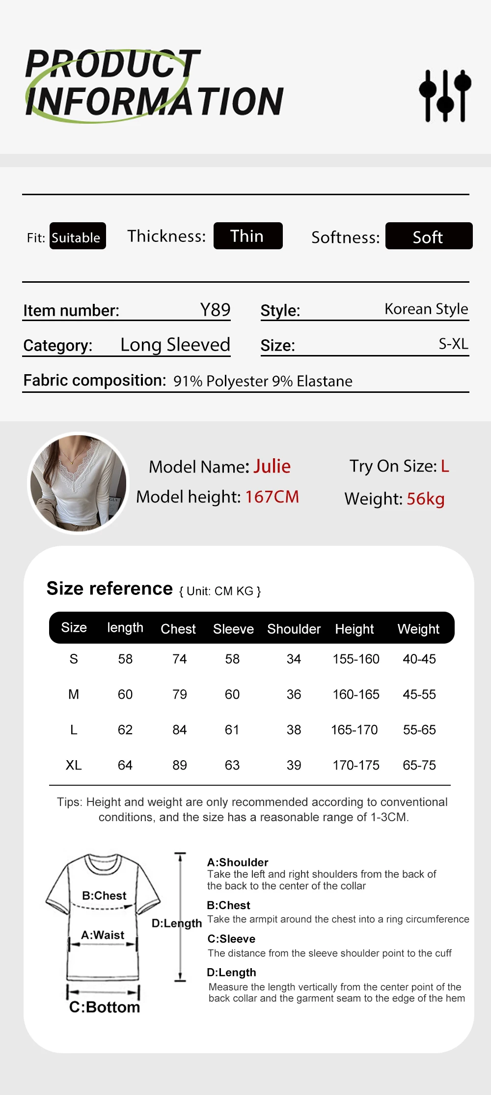 Elegante Damen-T-Shirts mit Spitzenbesatz, V-Ausschnitt, langen Ärmeln, schlichtem Design, schmaler Passform, integrierten Schulterträgern, als Basis-T-Shirt für Herbst und Winter, zum Tragen in Schichten, Unterhemd. – Detail 1