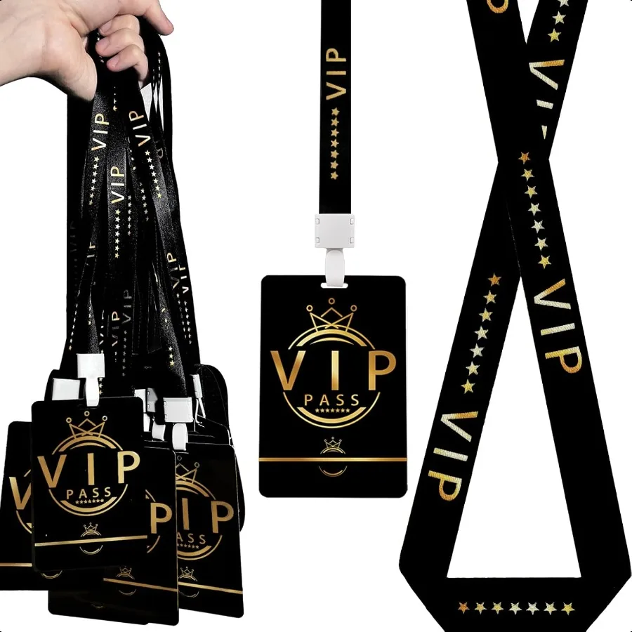 

30 Sets PVC VIP Badge lanyards and Plastic Pass CardsPerfect for Backstage Acc Breakaway Concerts Parties Birthdays ensuring a