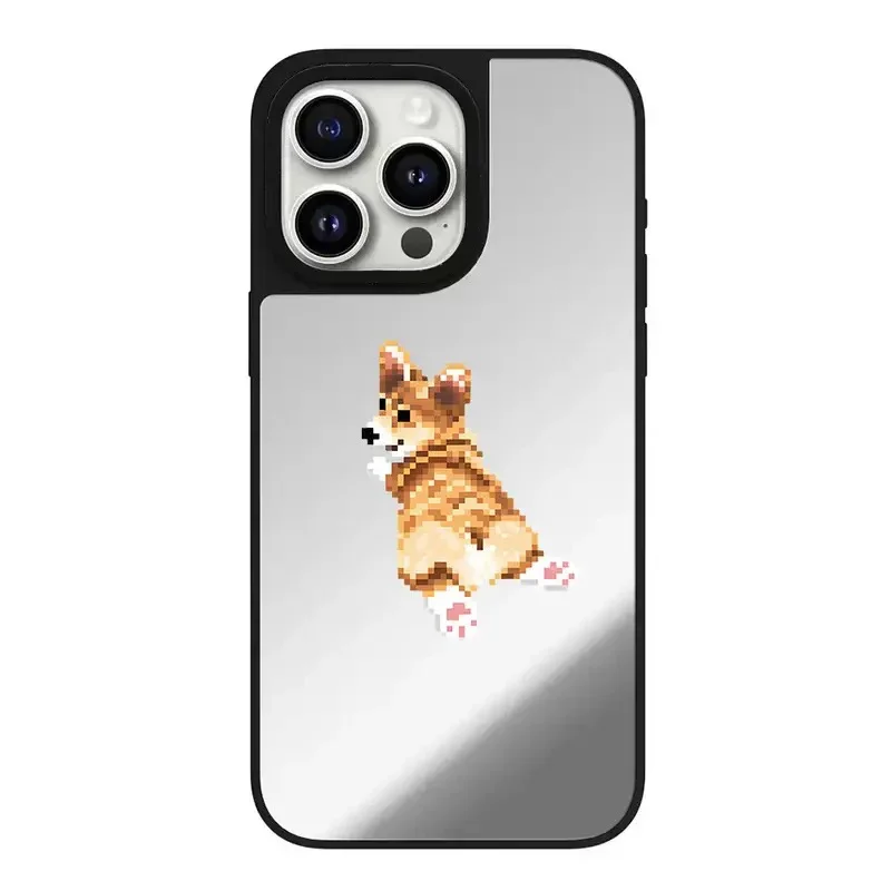 Welpen Hund Spiegel Magnetische Handyhülle für IPhone 11 12 13 14 15 16 Pro Max Hülle für IPhone 16 Pro Max