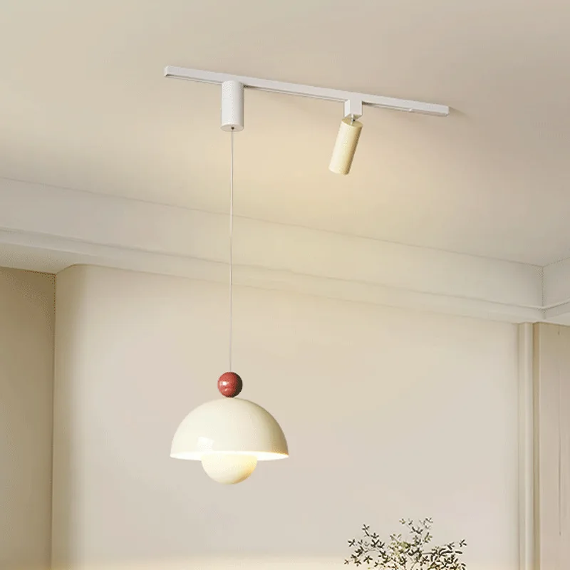 Simple Restaurant Chandelier Track Ceiling Chandelier, Cafe Bar Counter Pendant Light, French Cream Style Reception Chandelier
