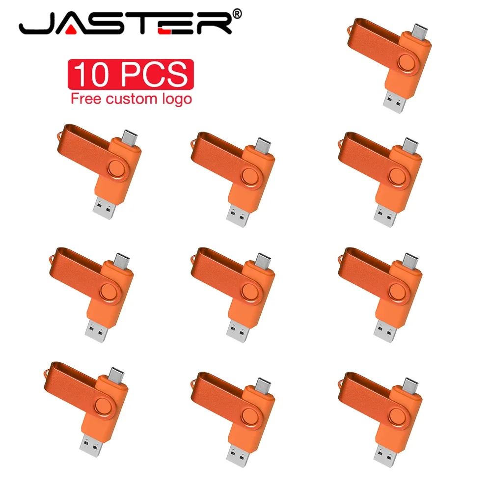 

JASTER 10 шт./лот USB-флешка 128 ГБ TYPE-C Флэш-накопитель 64 ГБ 2 в 1 Флэш-накопитель 32 ГБ Креативный подарок USB-накопитель 16 ГБ Оранжевый U-диск