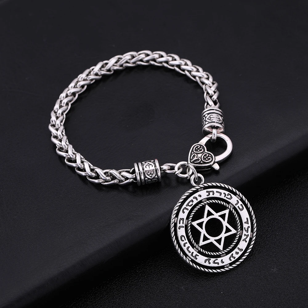 Dawapara Star of David Charm Bracelet for Men Israel Hexagram Hebrew Hanukkah Amulet Torah Scroll Pendant Jewish Jewelry