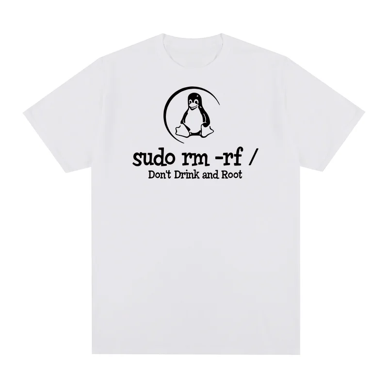 Linux Drink Root Sudo rm - rf Funny Vintage T-shirt Programmer Programming Coding Coder Men T shirt New Tee Tshirt Women Tops
