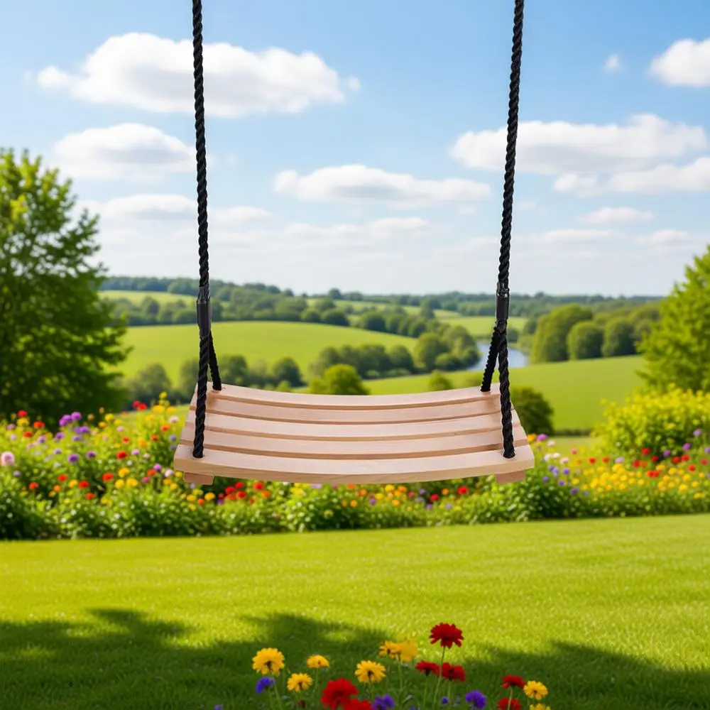 

Outdoor/Indoor Wooden Tree Swing Chair with Adjustable Rope, 24''x10''