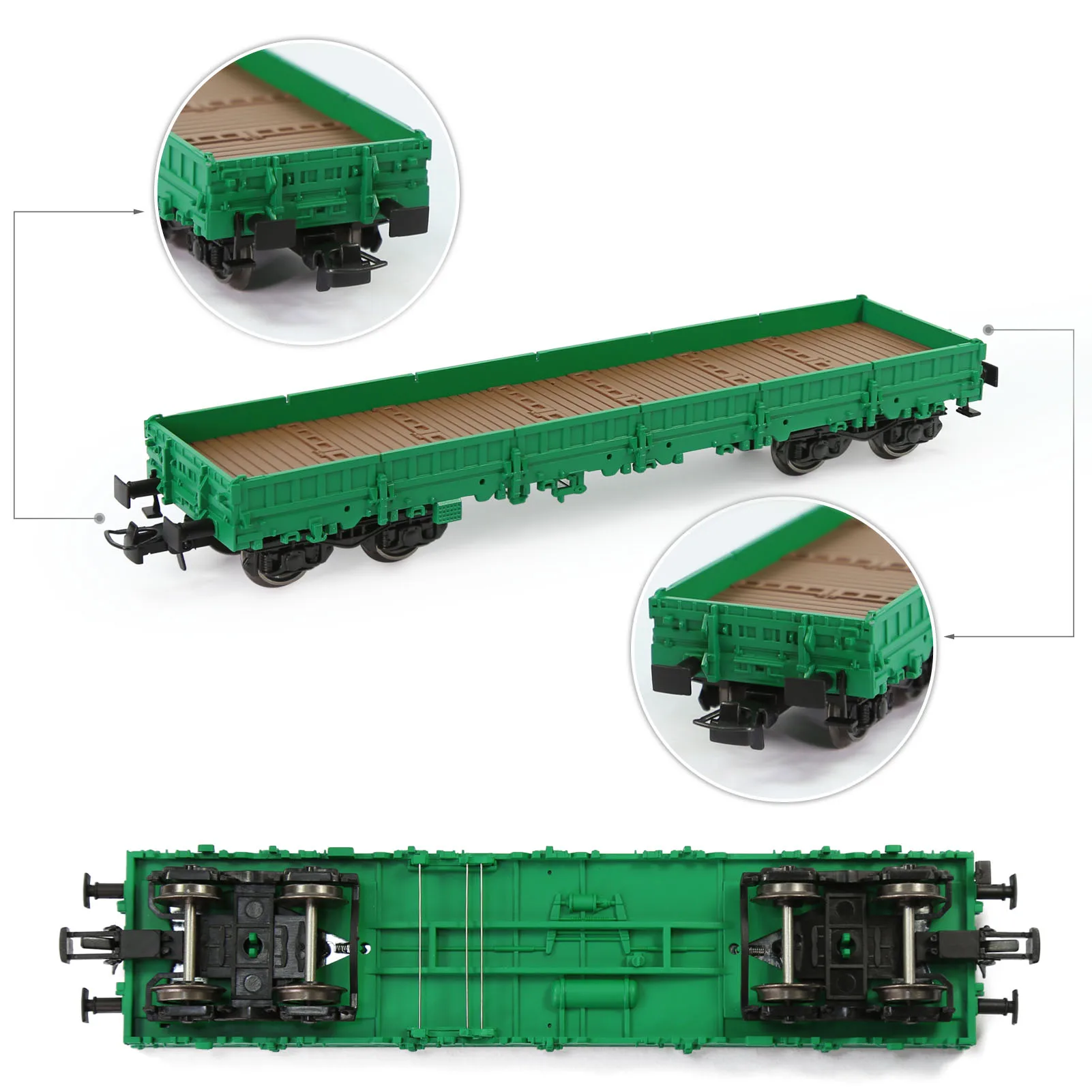 Evemodel Train - HO 체중계 40 인치 로우사이드 플랫카, 1:87 모델 왜건 도색, 글자 없는 C8764