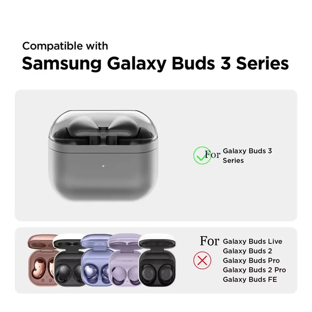 Clear Earphone Case For Samsung Galaxy Buds 3 Pro & Buds3 Cover Protector Headphones Protective Shell with Carabiner Accessories