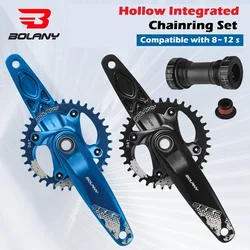 Bolany MTB Mountain Bike hollow integrated Crank 170mm 34 36T disc 8-12 speed chainring Road Bicycle Crankset black blue factory