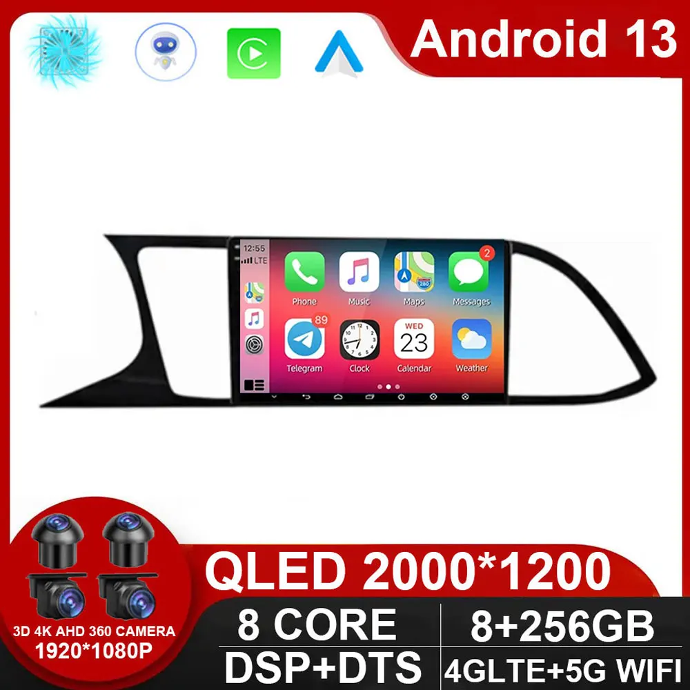 Car Radio For Seat Leon 3 MK3 2012-2020 GPS Navigation 4G WIFI DSP BT Carplay Android 13 Player 2 Din No DVD