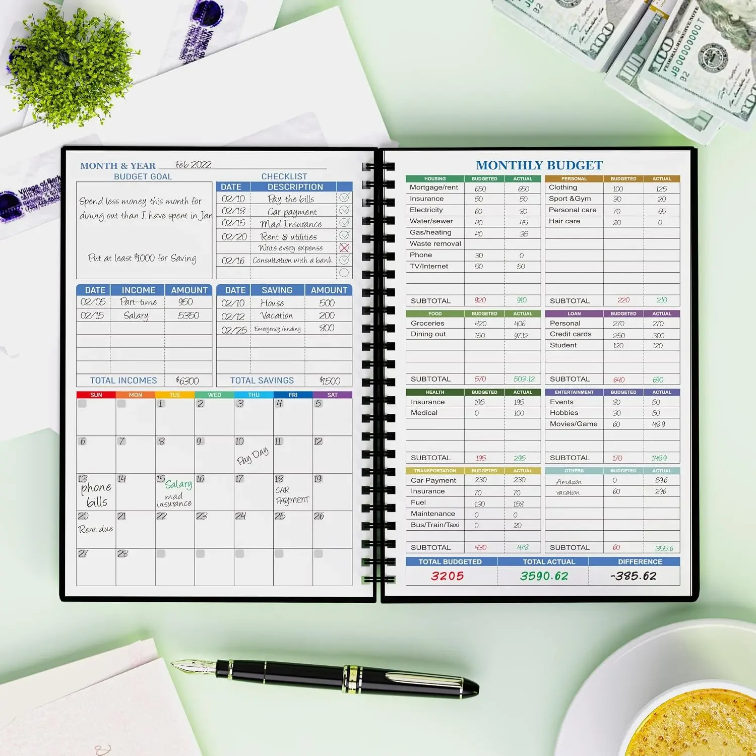 Budget Planner & Expense Tracker, Undated Finance Organizer, A5 (8.6x5.9 inch), 100gsm Paper, Golden view 6