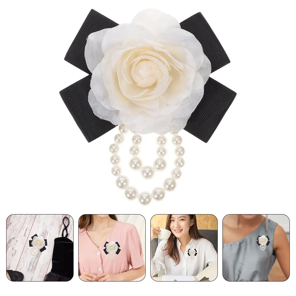 

2pcs Flower Brooch Pin Elegant Women Fabric Brooches Chic Lapel Pins Dress Accessories Pin French Bowknot