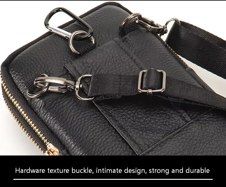 Herren-Umhängetasche aus echtem Leder, große Kapazität, Gürteltasche, Outdoor-Arbeits- und Reisetasche, Handyhalter, Schultergurt – Detail 9